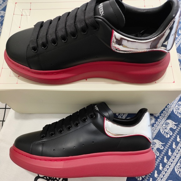 Alexander McQueen Other - Alexander McQueen Black Sneakers with Red Platform and Silver Heel